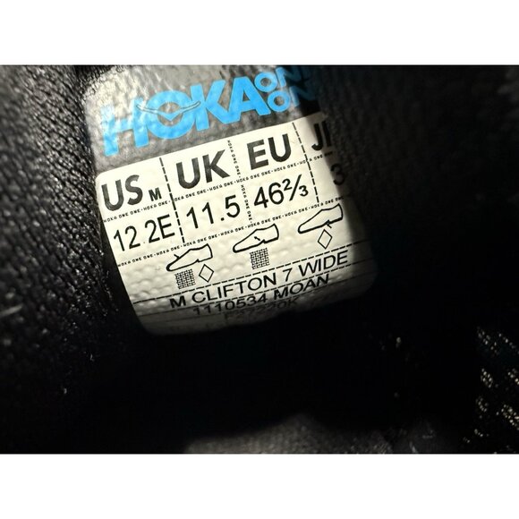 Hoka One One Men’s Clifton 7 Wide Size 12 2E Navy Blue Running Shoes Sneakers - Picture 4 of 8